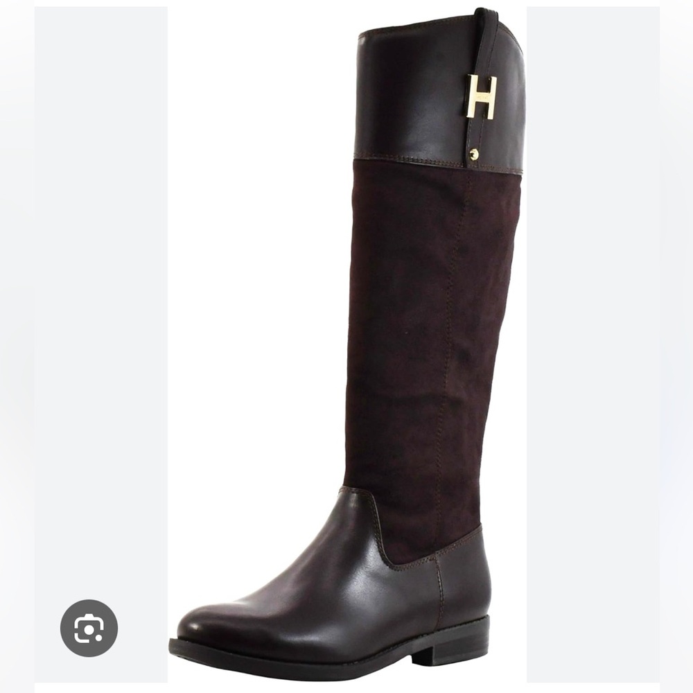 Tommy Hilfiger Leather Riding Heeled Boots Midnight Blue